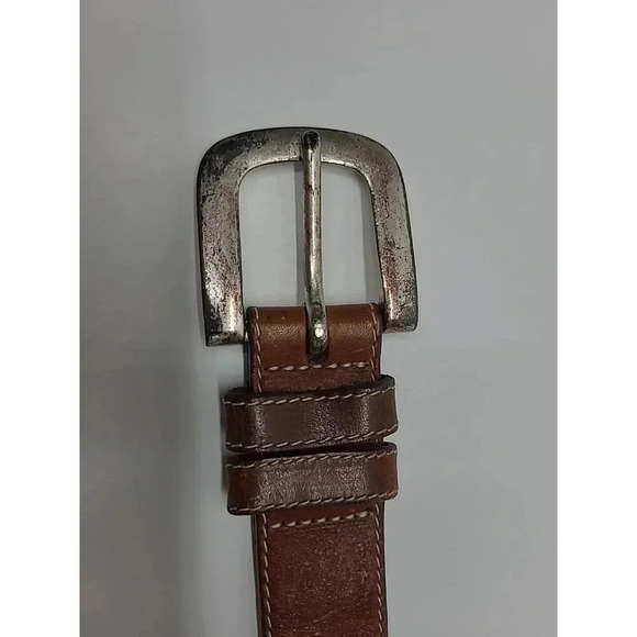 GAP Brown Leather Belt Men's Size 32 Twine Accents - Picture 2 of 7